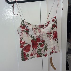 NWT reformation bustier crop top red floral size 4
